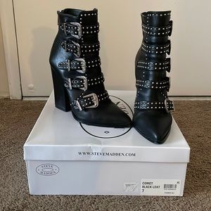 Steve madden black buckle bootie size 7